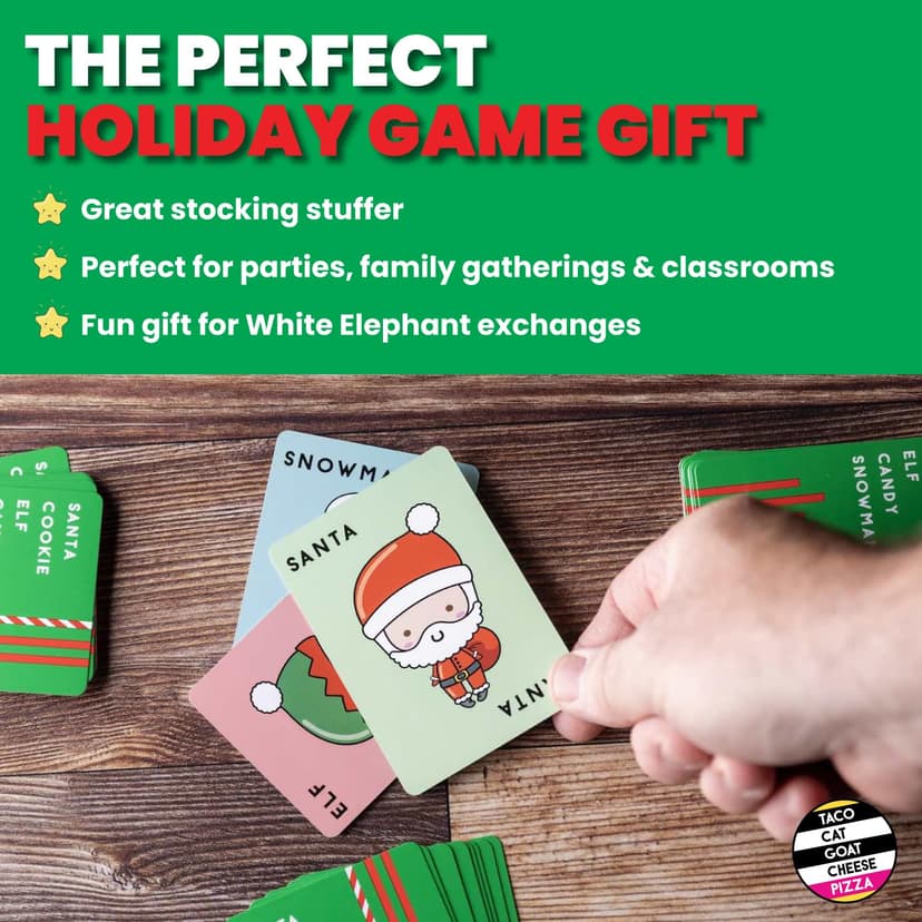 Santa Cookie Elf Candy Snowman Card Game – by Taco Cat Goat Cheese Pizza – Holiday Party Card Game – Great Stocking Stuffer – Fun for Kids, Teens, Adults and Family - 10 Min Ages 7+