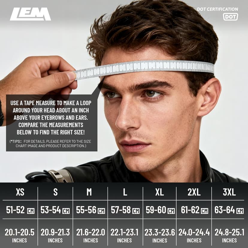 LEM Modular Motorcycle Helmets Fiberglass, Full Face Motorcycle Helmet Flip Up for Touring, DOT Certified, Release Sun Visor & Removable Comfort Liner, Lightweight Street Bike Helmet (White, M)