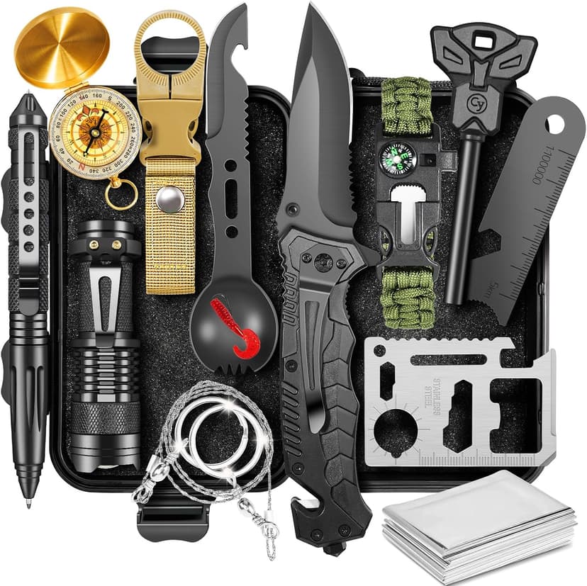Gifts for Men Him Dad, Survival Kits and Equipment 14 Pcs, Christmas Stocking Stuffers, Anniversary Birthday Gifts for Husband Boyfriend Guy, Camping Essentials, Cool Gadgets for Men B0CFFJGVHX