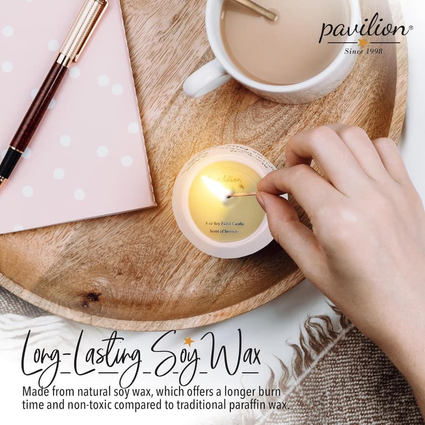 Pavilion - 8 Oz Candle Holder - Pink Ceramic Candle Jar with 100% Soy Wax Candle Serenity Scent "May all your wishes come true Happy 60th" Ideal Gift for Loved Ones - Printed Text, Love Theme & Oval