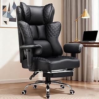 GTRACING Big and Tall Office Chair 400LBS Wide Ergonomic Gaming Chair with Deluxe Embossing Designed Leather with Foot Rest,150°Reclining Adjustable Soft Armrests Pocket Spring Back Support and Pillow