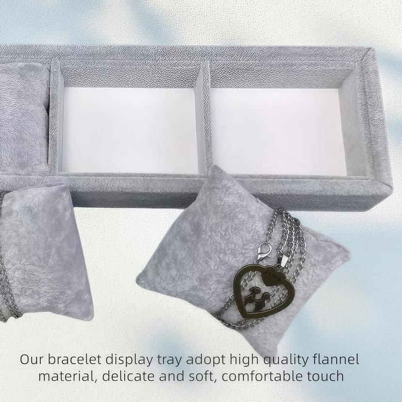 APZDFGIFCD APZDFGIFCD Jewelry Watch Tray, 4 Grids Grey Velvet Watch Jewelry Organizer, Watch Bracelet Bangle Display Holder, Adjustable Pillows