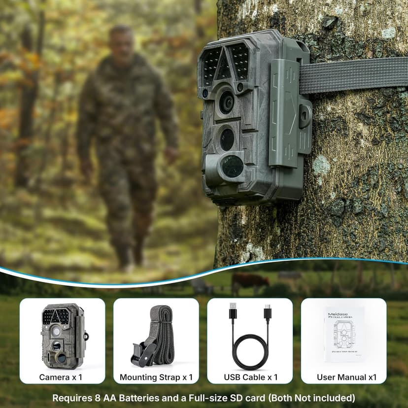 P70 (Non-Cellular,Non-WiFi) Trail Camera, 64MP 1296p, Game Cameras with No-Glow IR Night Vision, Motion Activated, Waterproof for Wildlife Deer Cams, Hunting