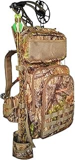 AUSCAMOTEK Bow Hunting Backpack for Archery – Compound Bow & Arrow Pack with Quiver Holder, Multi-Pocket Storage, Camo Gear Bag for Bowhunters