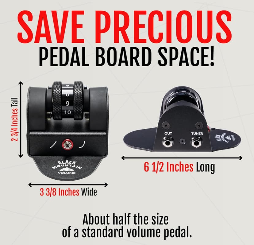 Black Mountain Mini Volume Pedal for Electric Guitar, Acoustic Guitar, Bass, Keyboard, and More - Small, Portable Foot Controlled With Roller Wheel