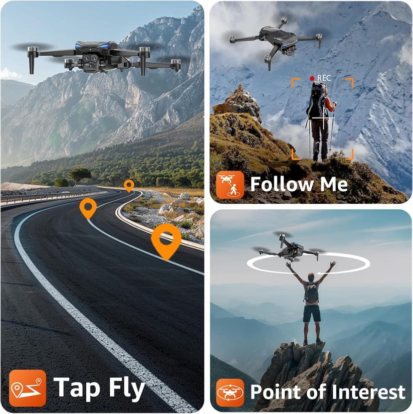 GPS Drone with Camera for Adults - 4K Drone with 4.5” FPV Screen Controller, 60 Min Flight, Brushless Motor Foldable Quadcopter, Auto Return, Follow Me, 3 Speed Modes for Beginners - Gift Under 249g