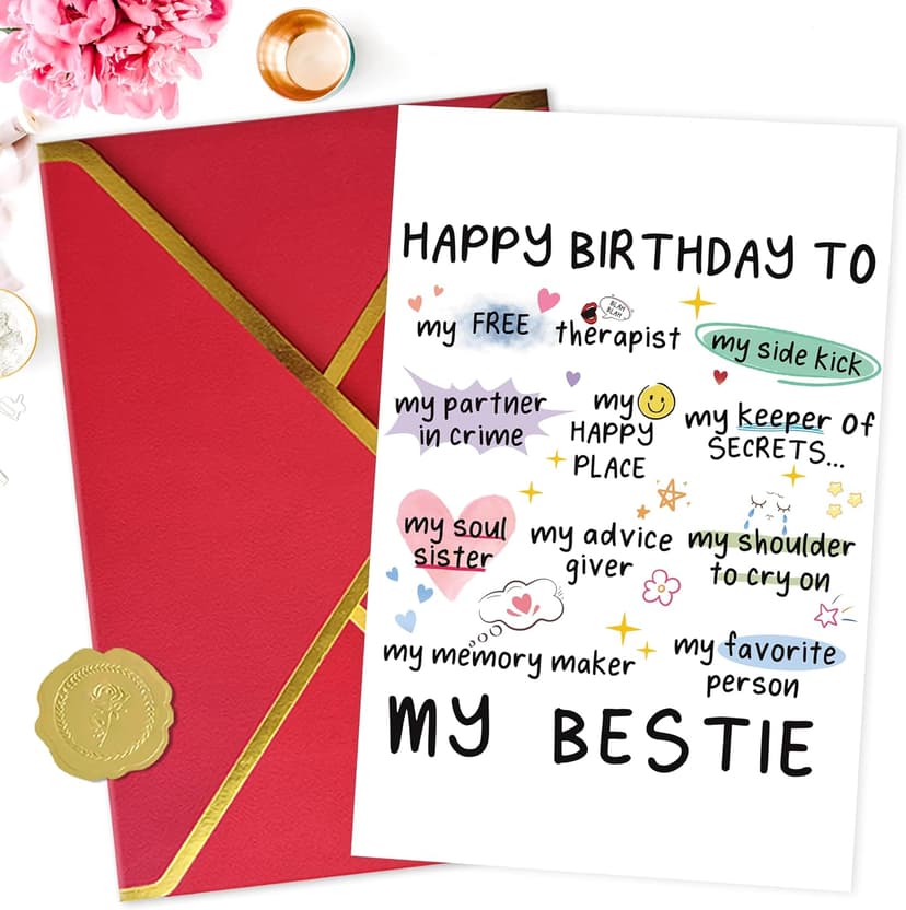 Funny Birthday Card for Women Sister, Happy Bday Gifts for Bestie, Bestie & Friendship Birthday Card
