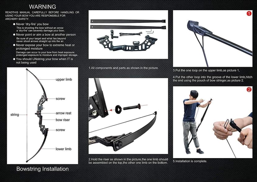 Archery Bows and Arrows Set for Adults, Recurve Bow Set for Adult Beginner & Youth, Takedown Hunting Bow and Arrow Set Outdoor, 30 40 Lbs Right Hand, Aluminum Alloy Bow Riser