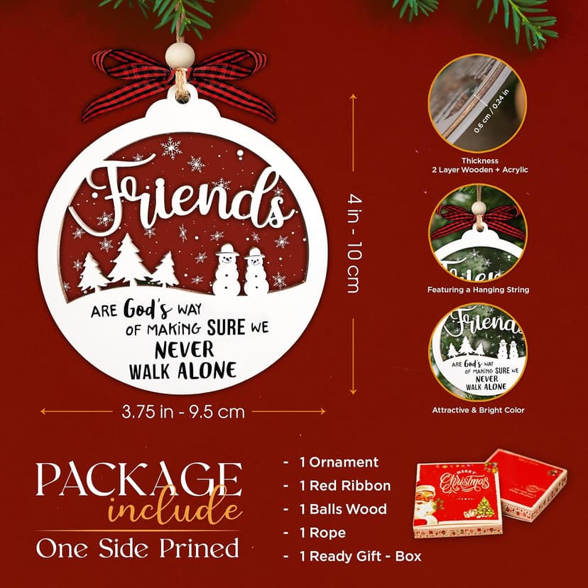 2 Layered Friendship Ornament For Women Friends, Christmas Ornaments 2026, Frienship Gifts Friendship Ornament, Christmas Friends Gift for Women B0DH4V9P1K