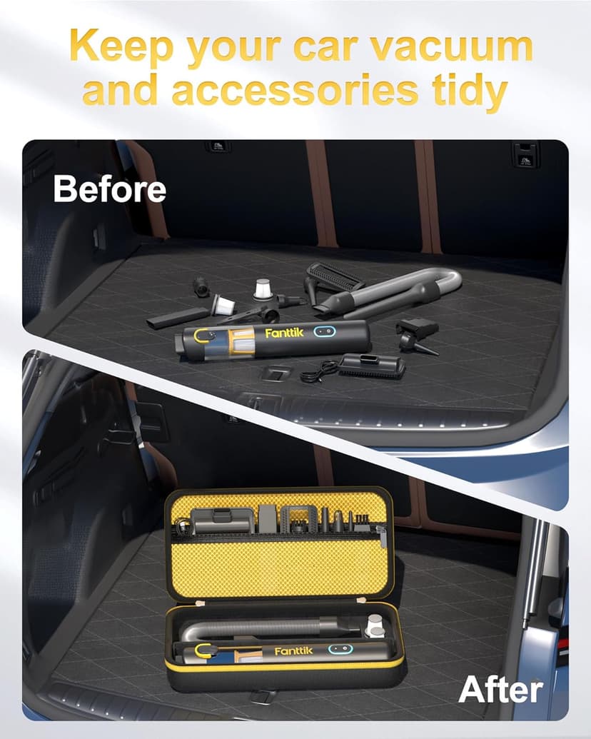 ProCase Hard Case for Fanttik Slim V8 Apex/ V8 Mate/ V10 Apex/ V10 Mate Cordless Car Vacuum, Portable Travel Carrying Storage Organizer with Mesh Pocket for Mini Handheld Vac Cleaner Accessory -Black