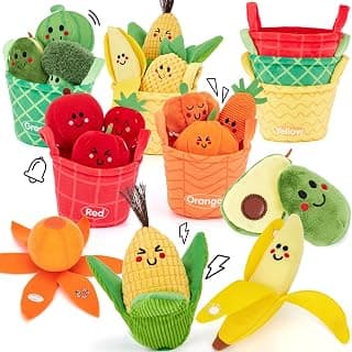Color Sorting Play Food with Textures, Crinkle, Rattle, 6-12 Month Baby Toys 1 Year Old Boy Gifts One Year Old Girl Birthday hahaland Baby Sensory Toys Montessori Toys 1 Year Old Fruit Vegetable 16PCs B0DMVXR942