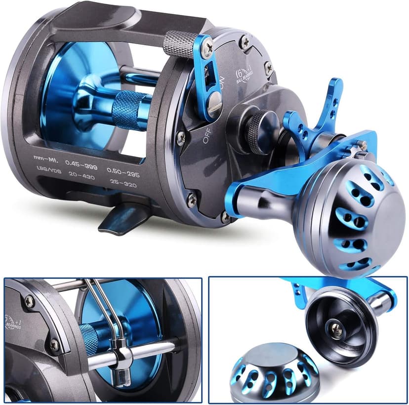 Sougayilang Line Counter Trolling Reel Conventional Level Wind Fishing Reel