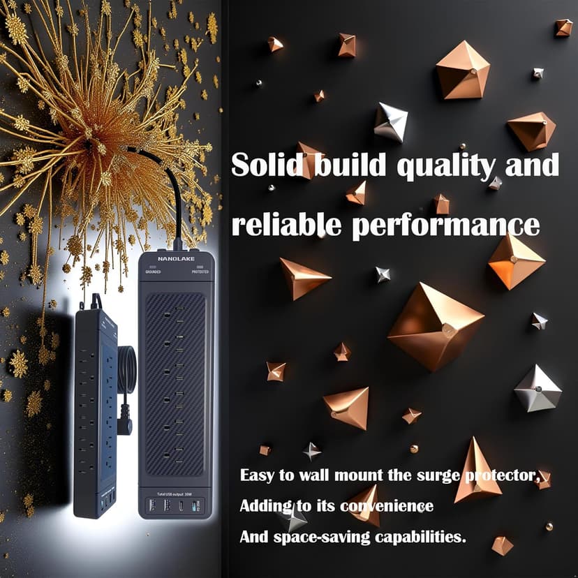 Surge Protector Power Strip/Heavy Duty 10ft Extension Cord with Multiple outlets/High Joules Protection (4800J)/18AC/1875W/15A/Usb A+C(PD20W),Flat Plug,Commercial,Industrial,Office,Home,Black