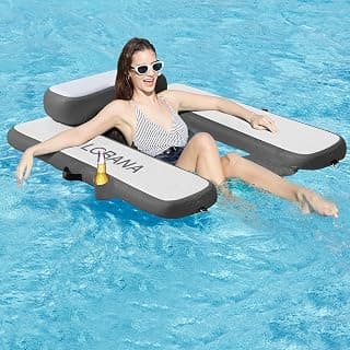 CALOBANA Inflatable Floating Chair, Heavy Duty Pool Floats Adult Lounger, Portable Water Float Chair for Swimming Pool, Lake and Beach