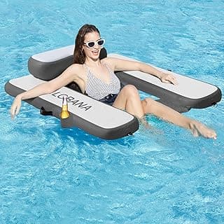 CALOBANA Inflatable Floating Chair, Heavy Duty Pool Floats Adult Lounger, Portable Water Float Chair for Swimming Pool, Lake and Beach