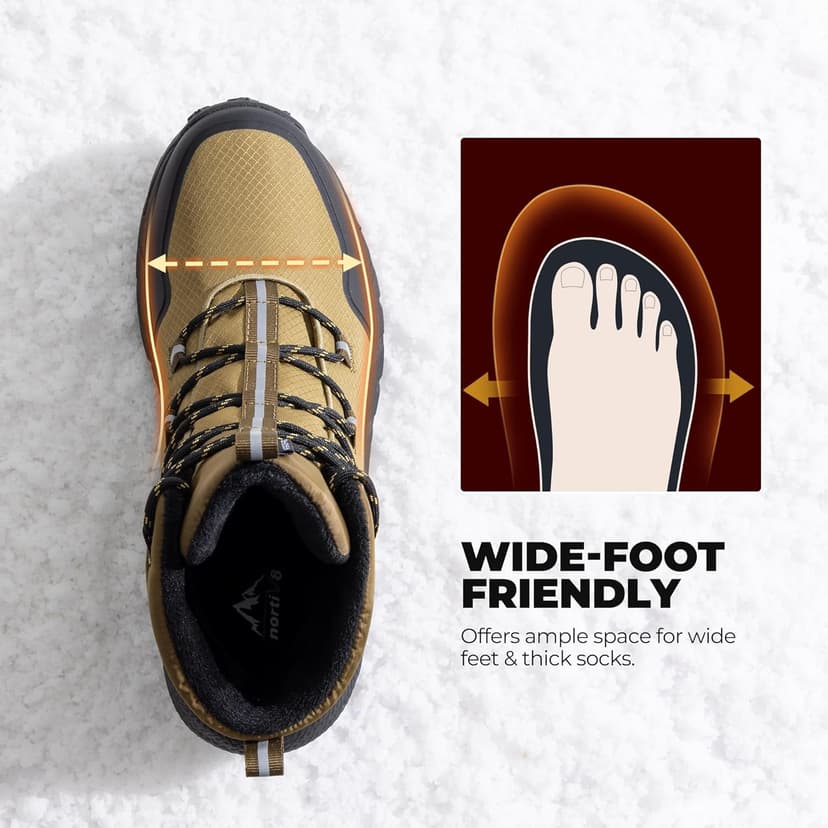 NORTIV 8 Men's Wide Winter Boots Grip on Snow Ice Insulated Waterproof Lightweight Comfortable Hiking Outdoor Boots