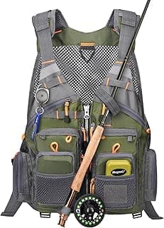 Gonex Fly Fishing Vest for Men Women, Comfortable Adjustable Fishing Vest with Multi-Pockets Reflective Stripes