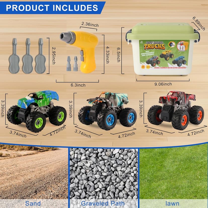 Take Apart Monster Truck Toys for Kids 3 4 5 6 7 8 Year Old Boys, STEM Educational Building Toys with Electric Drill & Storage Box Gift Birthday Christmas for Boys Girls Kids Toddlers B0FKT2MJ2W