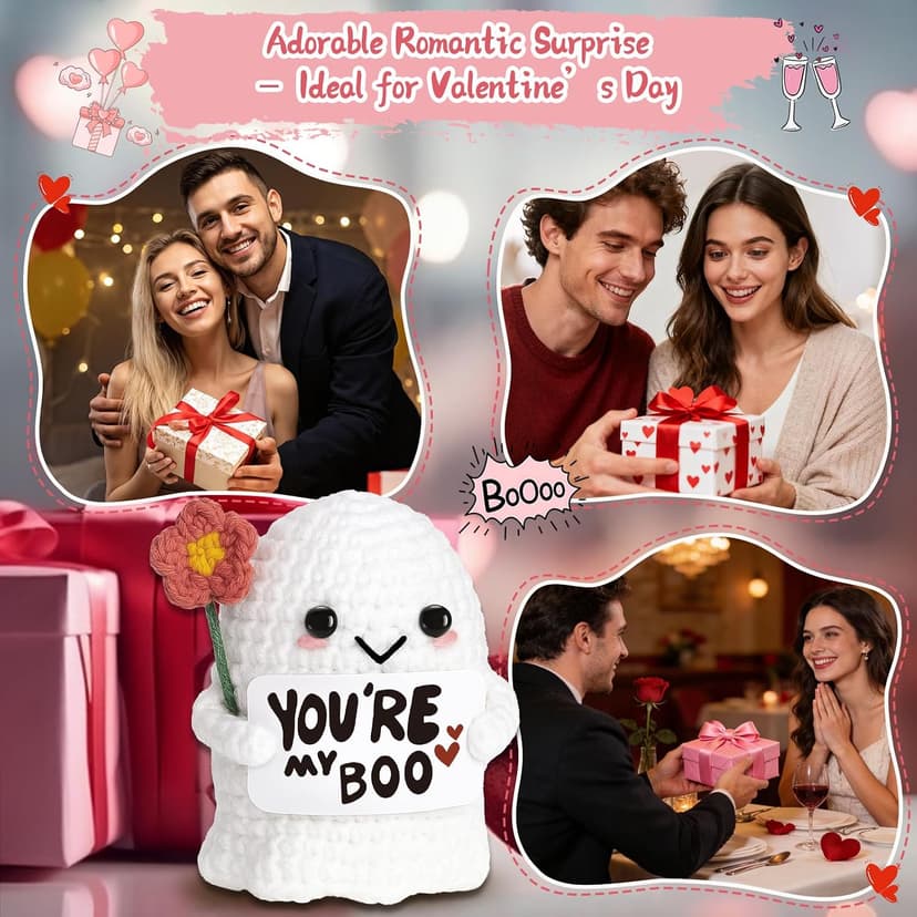 You're My Boo Buddy Cute Halloween Spooky Gifts - Funny & Romantic Handmade Crochet Ghost Plush Decor for for Girlfriend, Boyfriend, Couples, Her, Him, Friends, Valentine,Christmas Stocking Stuffer
