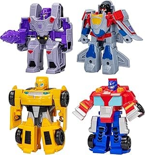 Transformers Toys Heroes vs Villains 4-Pack, Autobot and Decepticon 4.5-Inch Action Figures, Preschool Robot Toys for Kids Ages 3 and Up (Amazon Exclusive)