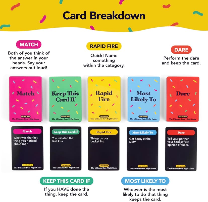 The Ultimate Date Night Game by Relatable, Great for Couples Games and Stay at Home Date Night Ideas, From The Makers of Let's Get Deep Relationship Card Game, Includes 300 Cards & Spinner