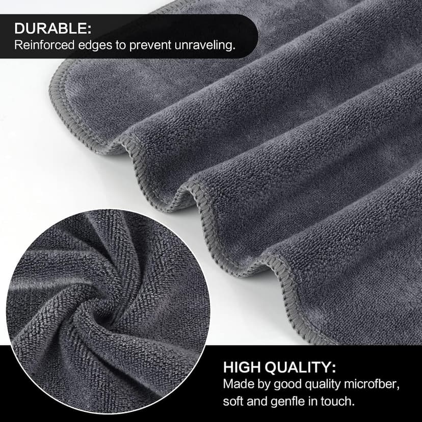 SINLAND Microfiber Facial Cloths Fast Drying Washcloth 12inch x 12inch Grey 6 pack …