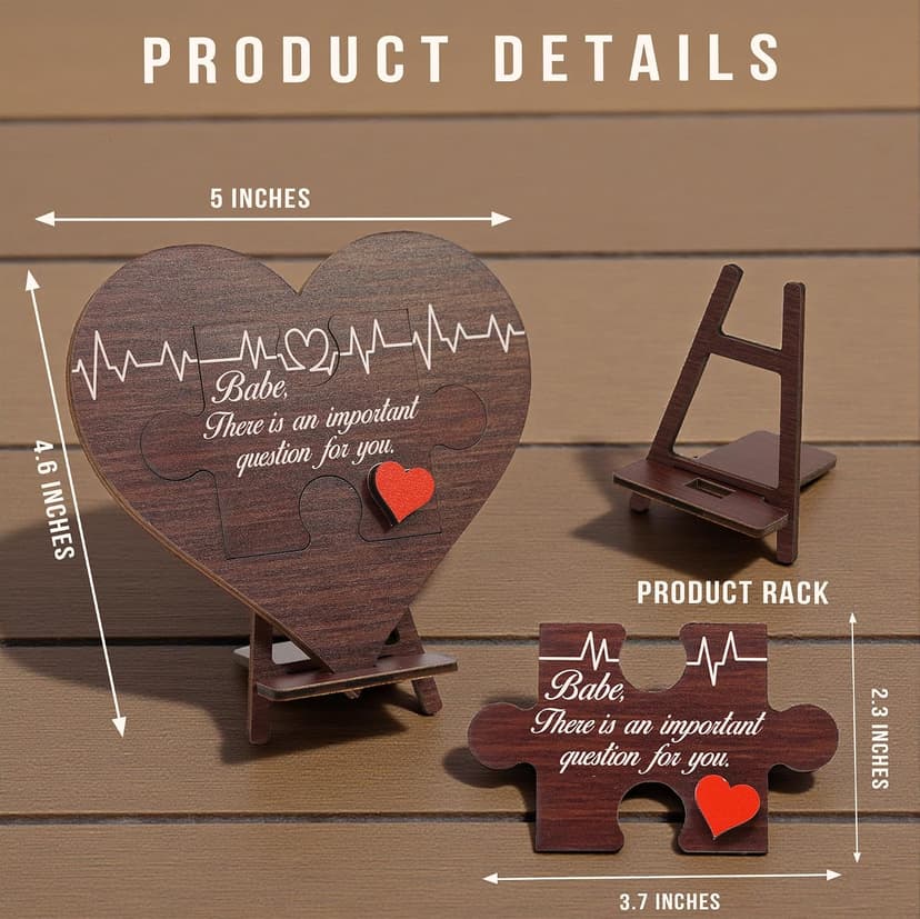 Will You Be My Girlfriend Sign – Mothers Day Gifts for Girlfriend, Wooden Heart Proposal Puzzle with Hidden Message, Be My Valentine Girlfriend Proposal Gifts Decor, Romantic Valentine Gift Ideas
