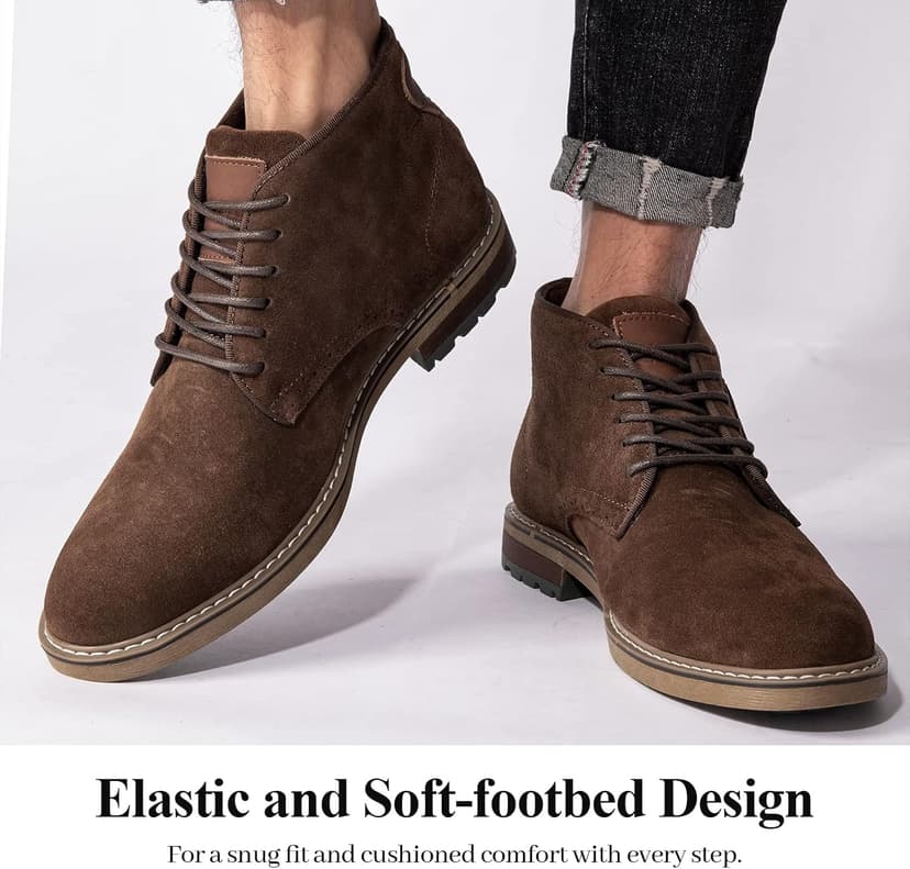 Arkbird Mens Chukka Boots, Genuine Suede Leather Classic Fashion Casual Ankle Lace-up Dress Boots for Men