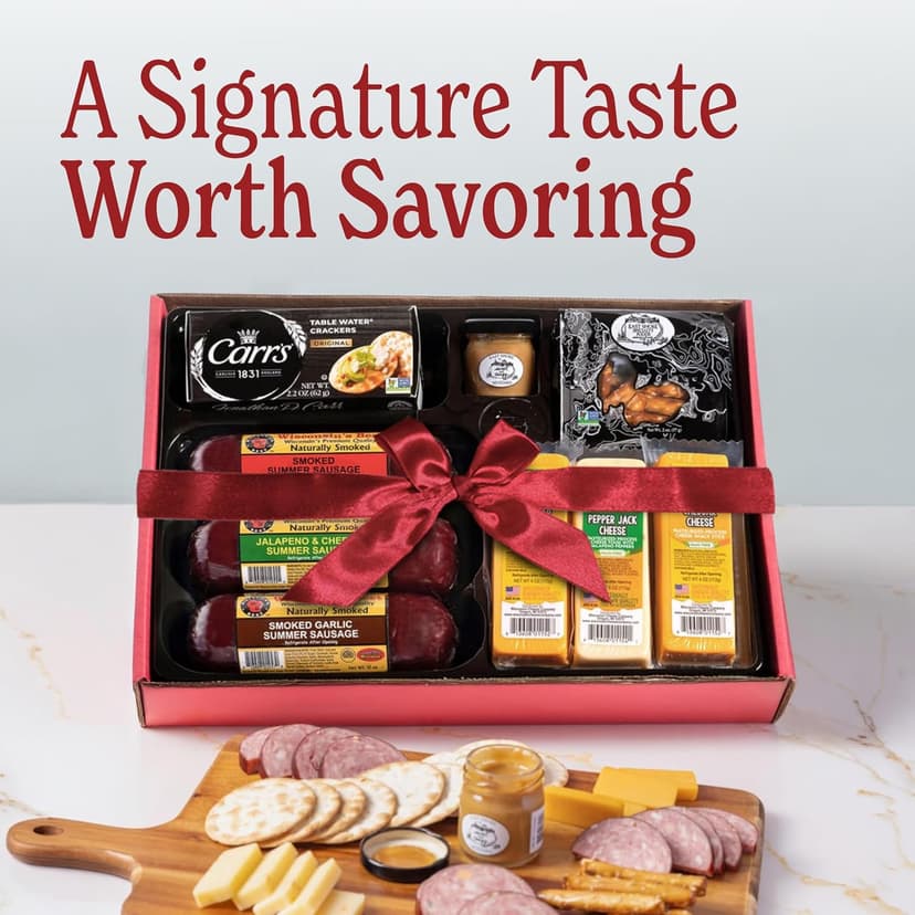 Wisconsin Cheese Company - Ultimate Cheese & Meat Holiday Gift Box - Smoked Summer Sausages, 100% Wisconsin Cheese, Crackers, Pretzels & Mustard | Perfect for Parties, Charcuterie Boards, and Holiday Gifts