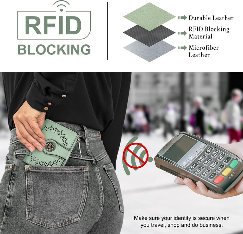 Tipmile Small Wallet for Women Bifold RFID Blocking Card Holder Leather Wallets with Zipper Coin Pocket