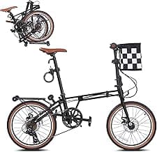 20 Inch Folding Bike for Adults, 7-Speed Foldable Bike for Women & Men, Foldable Bicycle with Dual Disc Brake, Portable Commuter City Bikes with Adjustable Saddle