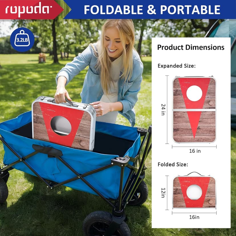 ROPODA Portable Cornhole Board Set,24x16 / 30×20in Corn Hole Games for Adults with 8 Bean Bags, Lightweight Aluminum Alloy Edging Cornhole Set for Outdoor Games, Beach and Tailgates