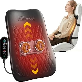 2026 Ultra-Slim Shiatsu Back Massager with Heat, Up-Down 4D Roller, 10 Massage Nodes, Full Back Deep Tissue Chair Massage Pad, 3 Speeds, 2 Heat Levels, Remote Control for Chair Sofa Hom Office Use