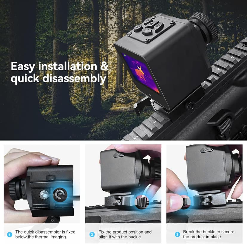 Thermal Imaging Night Vision Scope for Hunting – 320 * 240 Resolution Infrared Thermal Scope with Crosshair & Red Laser Aiming, Waterproof, 3X Zoom, Long Battery Life, Fits 21mm Rail
