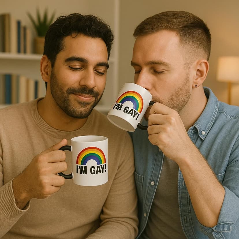 Turtle Straws I'm Gay Rainbow Heat Change Coffee Mug – Funny Gag Gifts for Men, Prank Gift for Him, Brother, Coworker, Best Friend – Novelty Birthday Gift, Secret Santa, White Elephant B0CF2S19WW