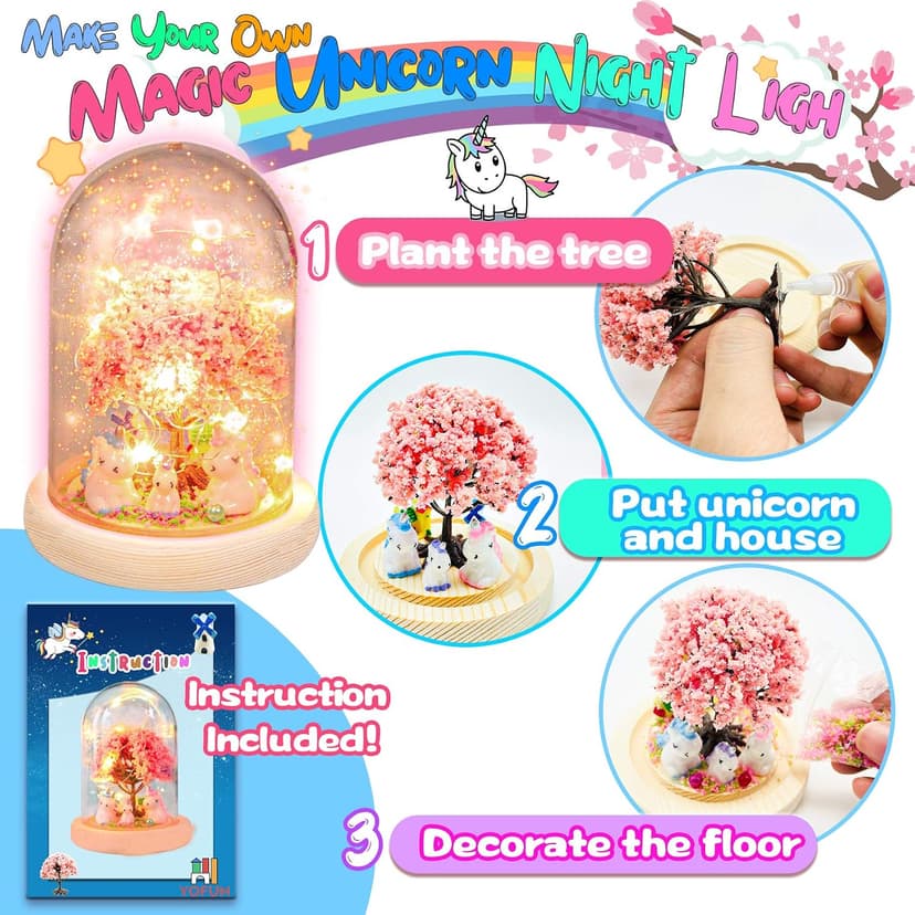 YOFUN Make Your Own Unicorn Night Light - Unicorn Craft Kit for Kids, Arts and Crafts Nightlight Project Novelty for Girl Age 4 to 9 Year Old, Unicorns Gifts for Girls B08NHFS9FC