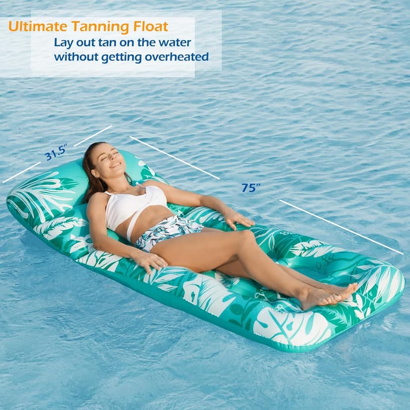 Jasonwell Inflatable Pool Float Adult - Pool Floaties Lounger Floats Floating Chair Raft with Adjustable Backrest Cup Holders Water Floaty Lake Lounge Tanning Floats Beach Party Toys for Adults