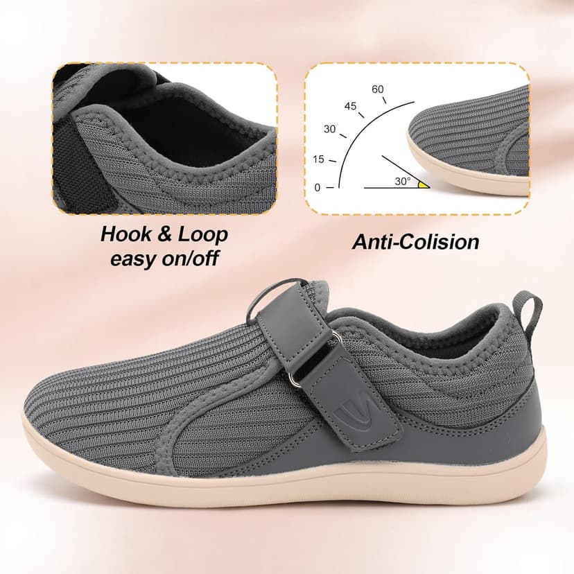 Spesoul Wide Womens Walking Shoes Adjustable Diabetic Shoes Breathable Zero Drop Barefoot Shoe Neuropathy Edema Nursing Shoe Wide Width Sneakers