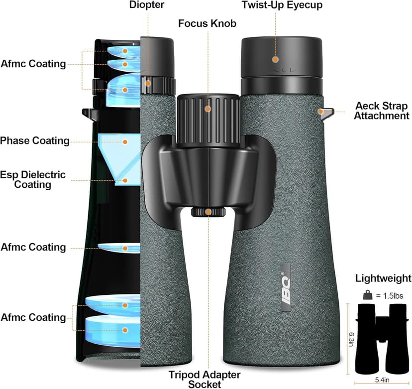 12x50 UHD Binoculars for Adults High Powered with Upgraded Phone Adapter - Large View, Lightweight, IPX7 Waterproof - Binoculars for Hunting Bird Watching Travel Cruise