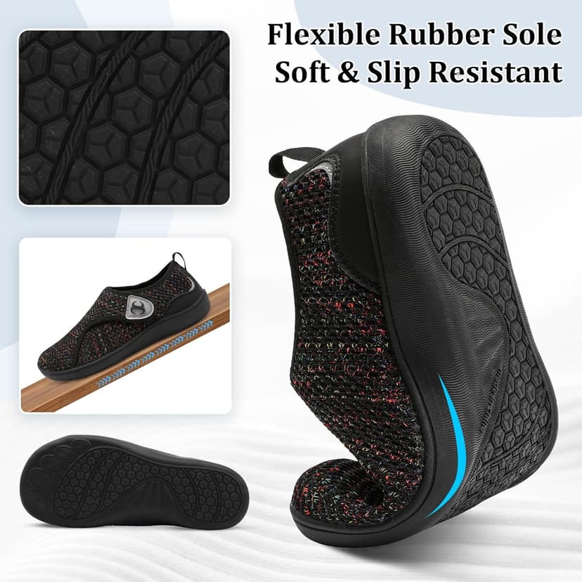 Scurtain Womens Walking Shoes Comfortable Wide Diabetic Shoes Adjustable Zero Drop Edema Shoe Breathable Neuropathy Nursing Shoes Casual Wide Width Sneakers