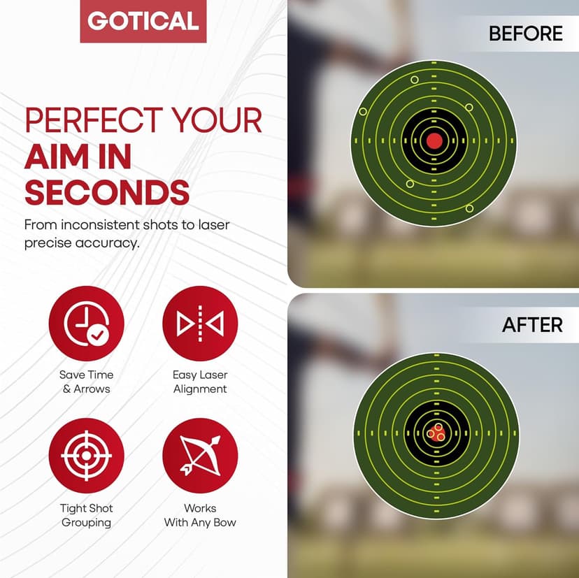 GOTICAL Arrow Laser Sight Tactical Archery Bore Sight Red Dot Laser for Compound Bow Crossbow Boresighter Sight Tool for Target