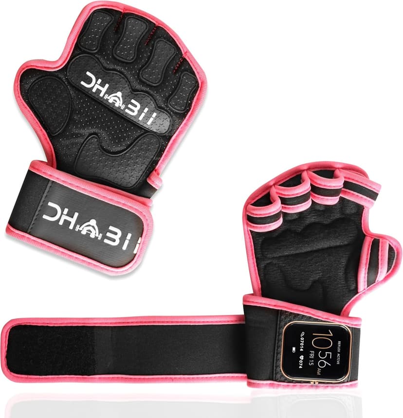 Dhabii Weight Lifting Gloves Compatible with Smart Watches, Ventilated Workout Gloves with Wrist Wraps for Men and Women- Great for Cross Training, Pull Ups, Gym, Workout.