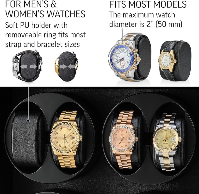 TIMECUBE 12 Watch Winder with 6 Storage Slots, LED Light and Automatic Motor-Stop (Carbon)