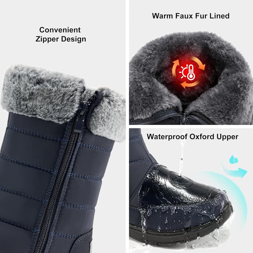 Decould sylf Snow Boots for Women Mid Calf 2026: Winter Warm Fur Lined Shoes Comfortable Waterproof with Zipper for Outdoor Walking
