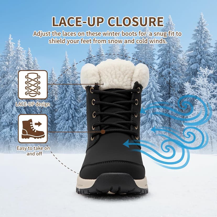 KVOW Women's Waterproof Insulated Winter Hiking Boots,Cute Snow Boots for Women Warm Comfortable Anti-Slip Ankle Boots for Outdoor Work,Walking & Cold Weather