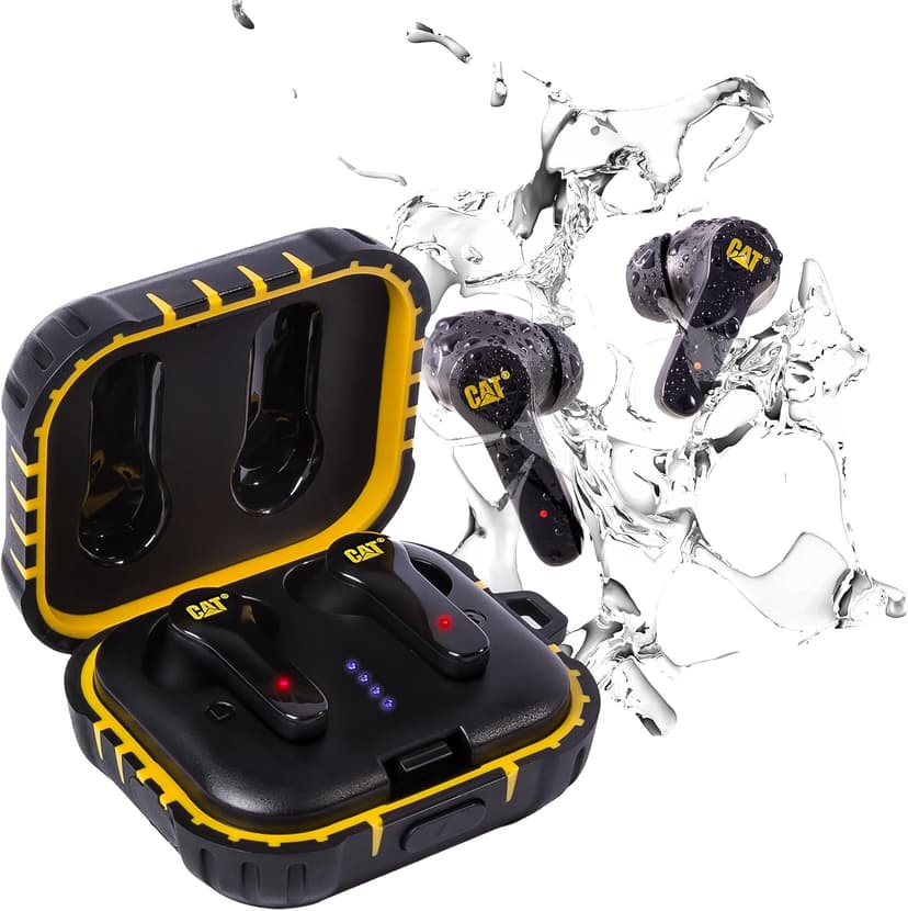 CAT Bluetooth Noise Canceling Ear Buds - Rugged Wireless Work Earbuds, Bluetooth Work Headphones, Dust Proof, Shock Proof, Water Resistant, Compatible with Apple, Android