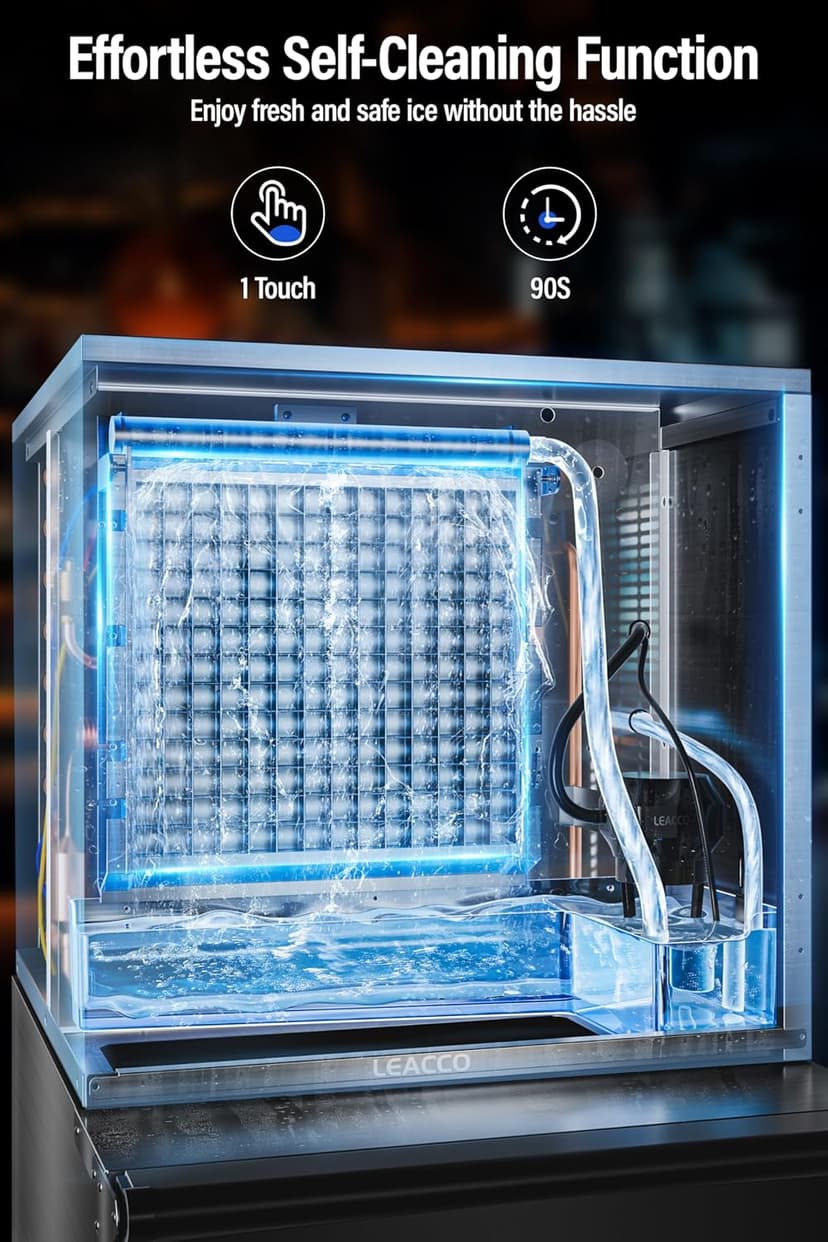 Commercial Ice Maker Machine 680LBS/24H, 1200W Industrial Ice Machine with 560LBS Stainless Steel Storage Bin, Air Cooled Modular Ice Cube Machine (Silver)