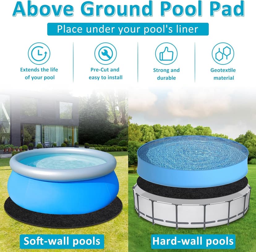 260G/M² Pool Pads for Above Ground Pool, 15FT Round Under Pool Mat Made of Durable and Prevents Puncture Geotextile Material to Protection and Extend The Life of Inflatable Swimming Pool or Hot Tub