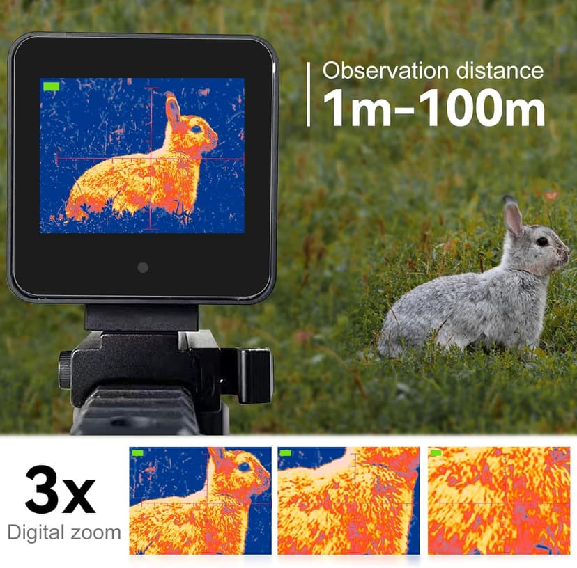 Thermal Imaging Night Vision Scope for Hunting – 320 * 240 Resolution Infrared Thermal Scope with Crosshair & Red Laser Aiming, Waterproof, 3X Zoom, Long Battery Life, Fits 21mm Rail