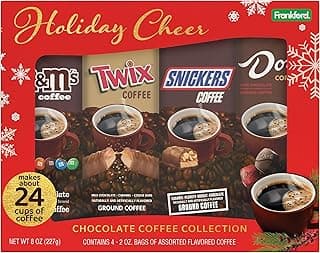 Holiday Cheer Chocolate Coffee Collection Gift Set 4 Pack, M&M's, Snickers, Twix, Dove Flavored Ground Coffee, 8 oz Box
